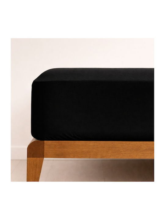 My Home Luxury Sheet Super-Double with Elastic 160x200+30cm. Black