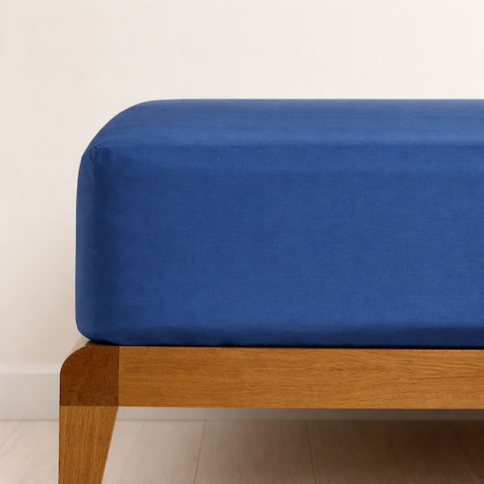 My Home Luxury Sheet Semi Double with Elastic 120x200+30cm. Blue Raff