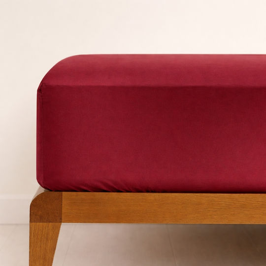 My Home Luxury Cearșaf Super dublu cu Elastic 160x200+30cm. Bordeaux
