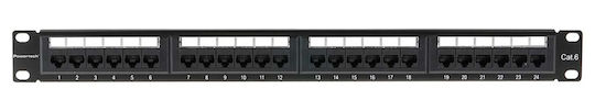 Powertech Patch Panel Unshielded για Rack 1U 19" 24 Θυρών cat6 Μαύρο