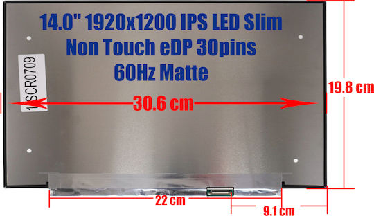 Laptop Monitor 14" IPS LED Slim Touch 60Hz 1920x1200 Matte for Laptop P24732-j91 1-SCR0709