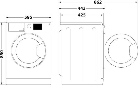 Indesit BWSA 51051 W EU N Πλυντήριο Ρούχων 5kg 1000 Στροφών