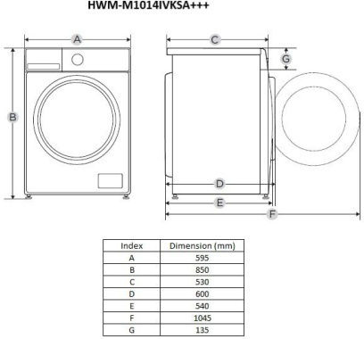 Heinner Washing Machine 10kg 1400 Rounds Silver HWM-M1014IVKSA+++