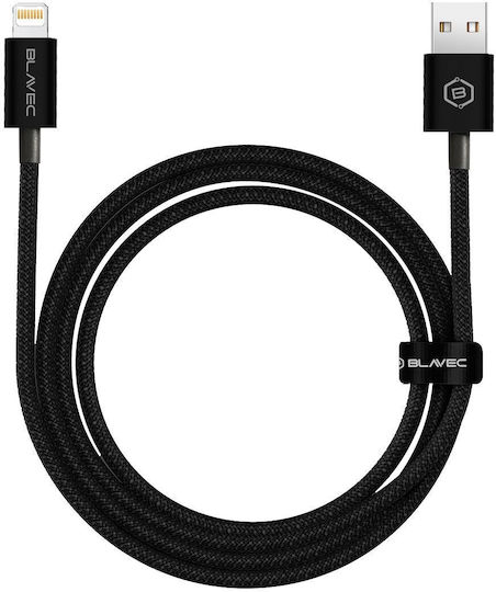 Blavec Плетена USB-A към Lightning кабел Черен 2м