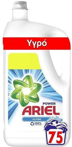 Ariel Power Concentrated Liquid Laundry Detergent with Fragrance Alpine 4.125lt (75 Measuring Cups)