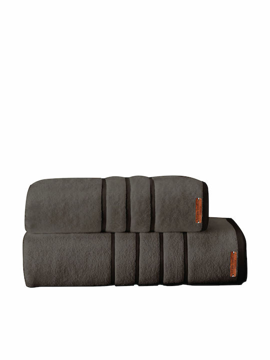 Makis Tselios Home Σετ Πετσέτες Μπάνιου 2τμχ Private Steel Gray Βάρους 600gr/m²