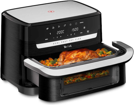 Tefal Friteuză cu Aer Dual Easy cu Două Cuve Detașabile 9lt Neagră