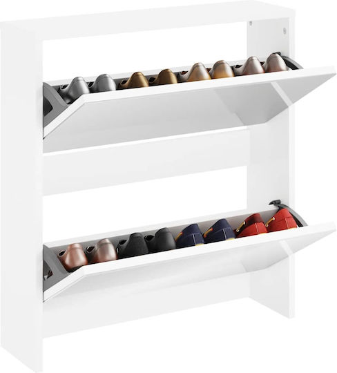 Holz Schuhschrank mit 2 Regalen Weiß L63xW17xH67cm