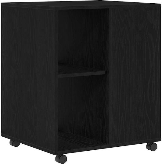 Masă Laterală Rectangulară Din Lemn Cu Roți Neagră L60xL53xÎ72.5cm