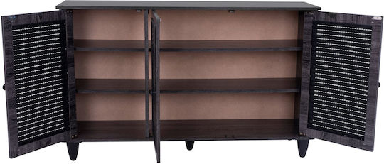 Wooden Shoe Organizer with 2 Shelves Carbon 112x30x68.5cm