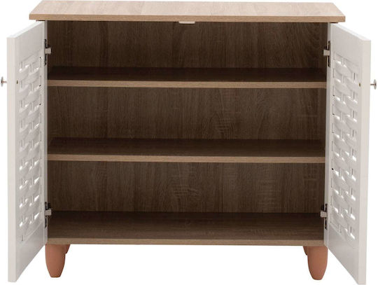 Wooden Shoe Organizer with 2 Shelves Sonama White 77x34x67.5cm
