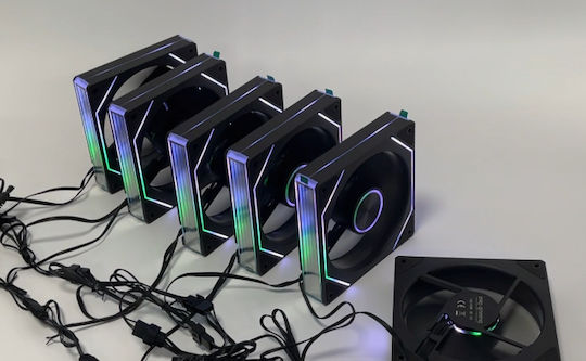 ProGaming PGRLJ8 Ventilator Pentru Carcasă Lamă Inversată 120mm (1800rpm / 41.7cfm) cu Iluminare ARGB și Conexiune 4-Pin PWM 6 buc + Controler PWM / Telecomandă
