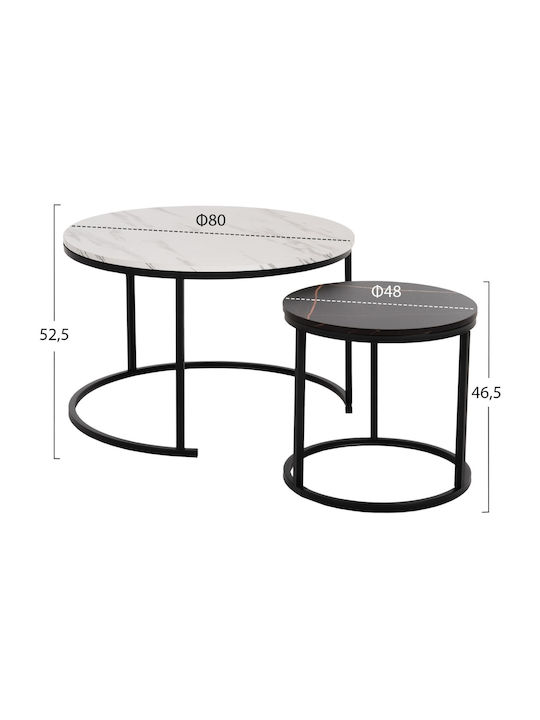 Set Zigon Rotund Din Lemn Negru 2 Buc M80xL80xÎ48cm