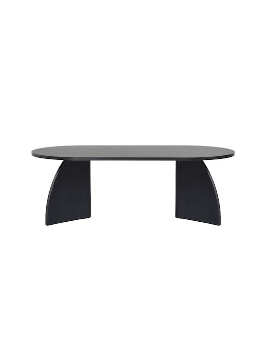 Οβάλ Κεντρικό Τραπεζάκι Melina από Μασίφ Ξύλο Wood Black Μ120xΠ60xΥ40εκ.