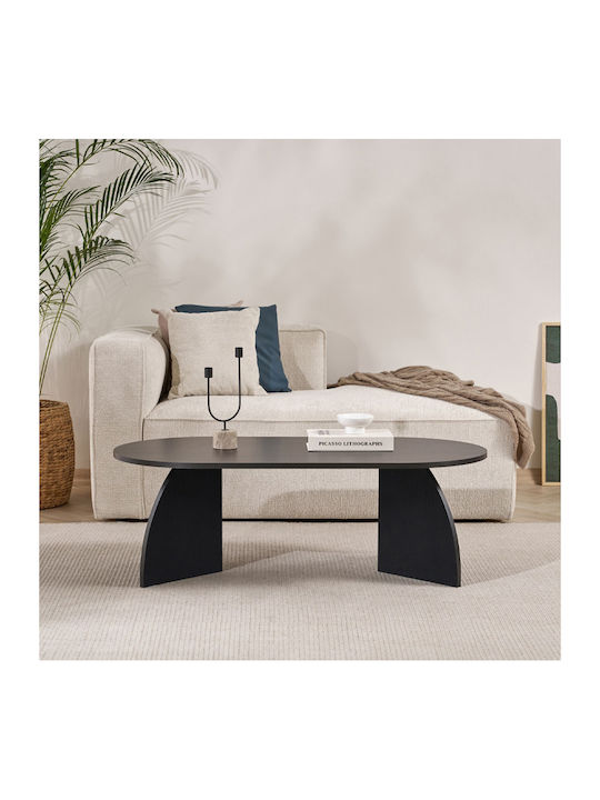 Οβάλ Κεντρικό Τραπεζάκι Melina από Μασίφ Ξύλο Wood Black Μ120xΠ60xΥ40εκ.