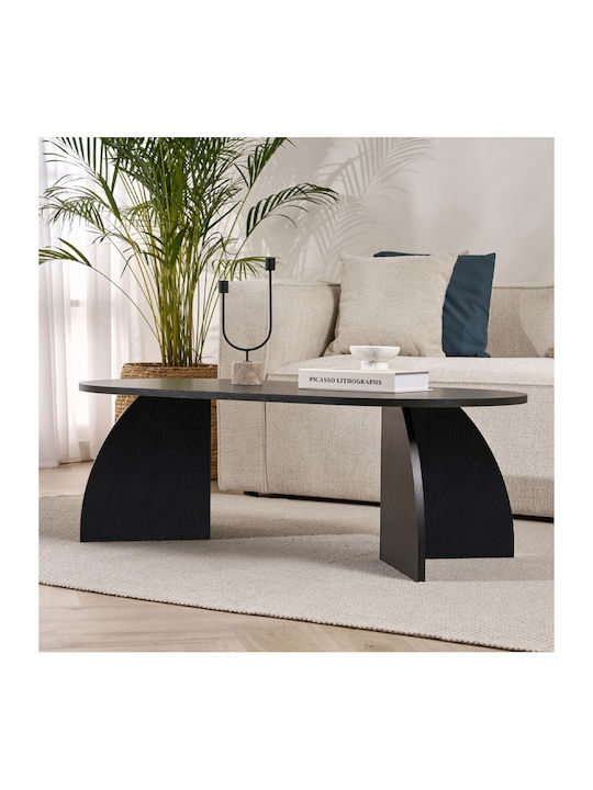 Οβάλ Κεντρικό Τραπεζάκι Melina από Μασίφ Ξύλο Wood Black Μ120xΠ60xΥ40εκ.