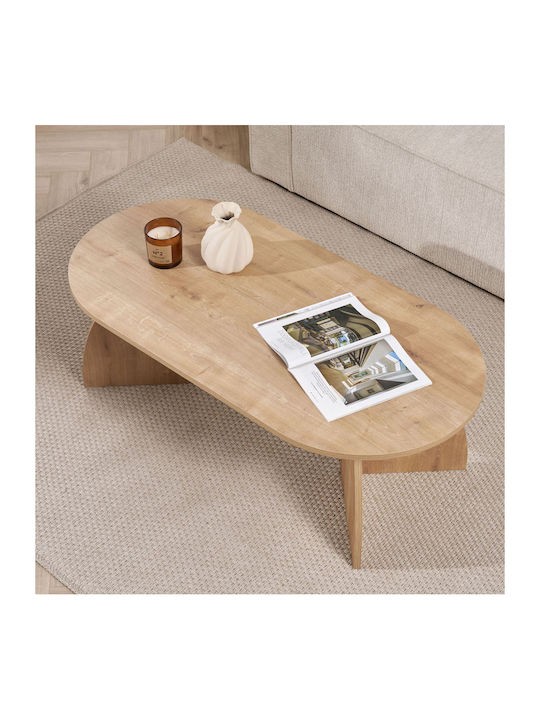 Οβάλ Κεντρικό Τραπεζάκι Melina από Μασίφ Ξύλο Oak Μ120xΠ60xΥ40εκ.