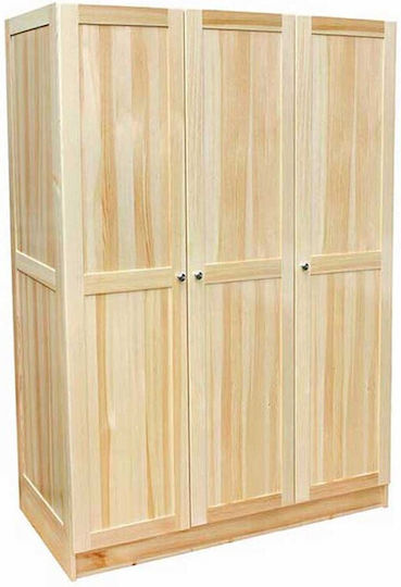 Τρίφυλλη Ντουλάπα 126x51x178cm Φυσικό χρώμα