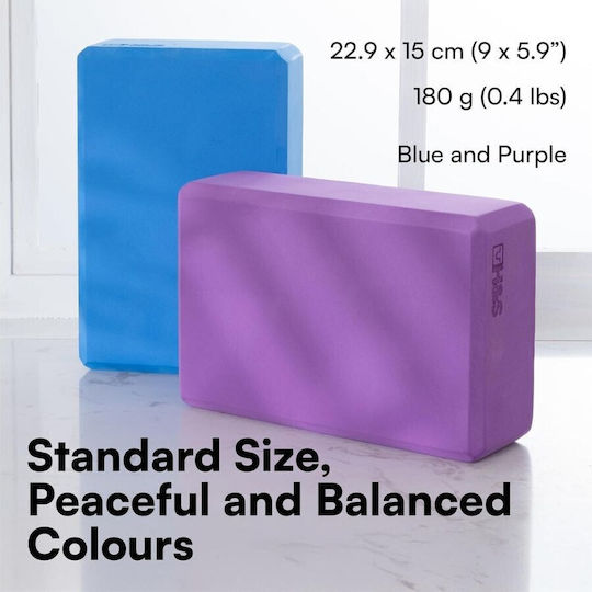 Set 2 Blocuri Fitness Eva Spumă Antiderapantă Albastru Mov 23x15cm