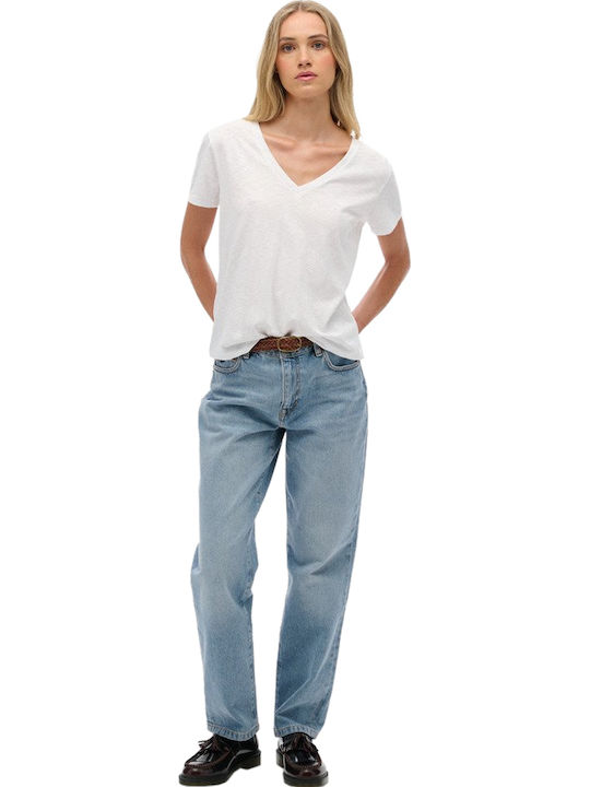 D1 Stud Studios Slub Emb Vee Women's T-shirt White