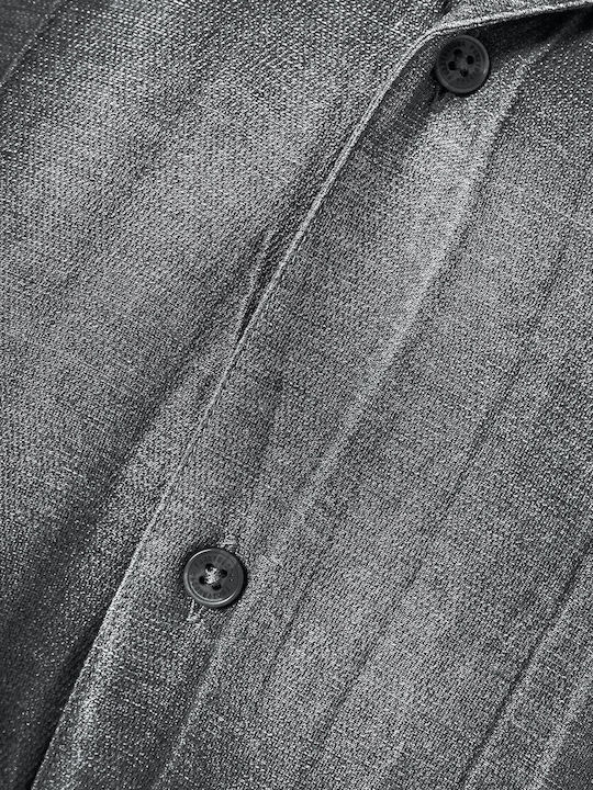 Short Sleeve Linen Shirt Gray