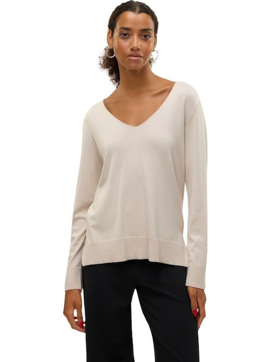 Silje Women's Long Sleeve Sweater with V-Neck Moonbeam