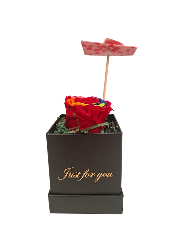 Πολυχρωμο Τριανταφυλλο Forever Rose Κουτι "just You" Μαυρο Στικ