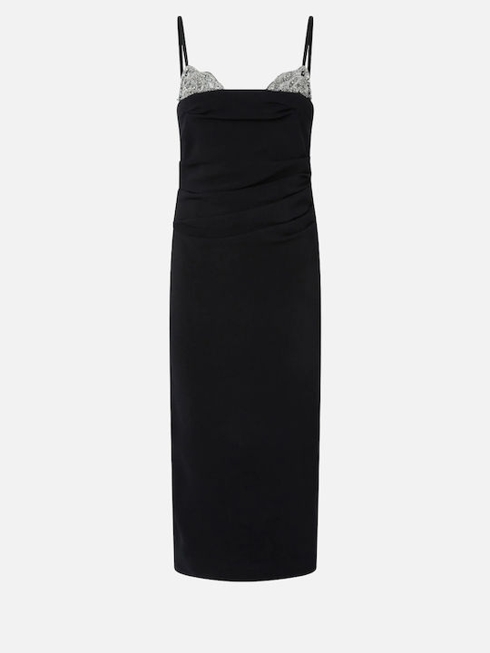 Summer Midi Evening Dress with Wrap Open Back with Tulle Black
