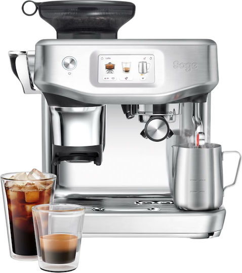 Sage Barista Touch Impress Automatic Espresso Coffee Machine 1700W Pressure 15bar for Cappuccino with Grinder Black Stainless Steel SES881BST