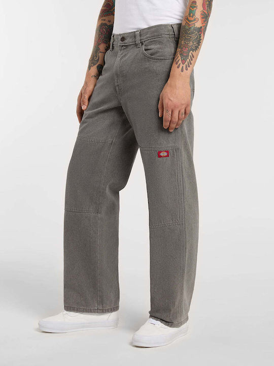 Double Knee Men's Jeans Pants with Loose Fit Grey