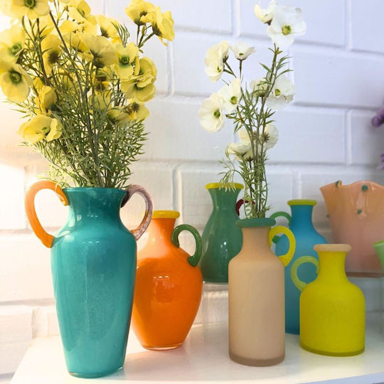 Handmade Glass Vase 20x20cm Yellow