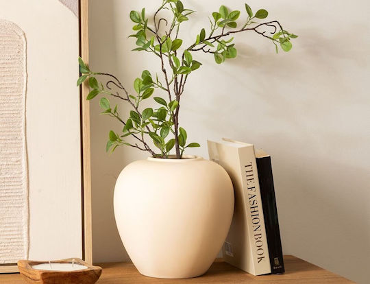 Atmosphera Decorative Ceramic Vase Rily Beige Φ22xH22cm
