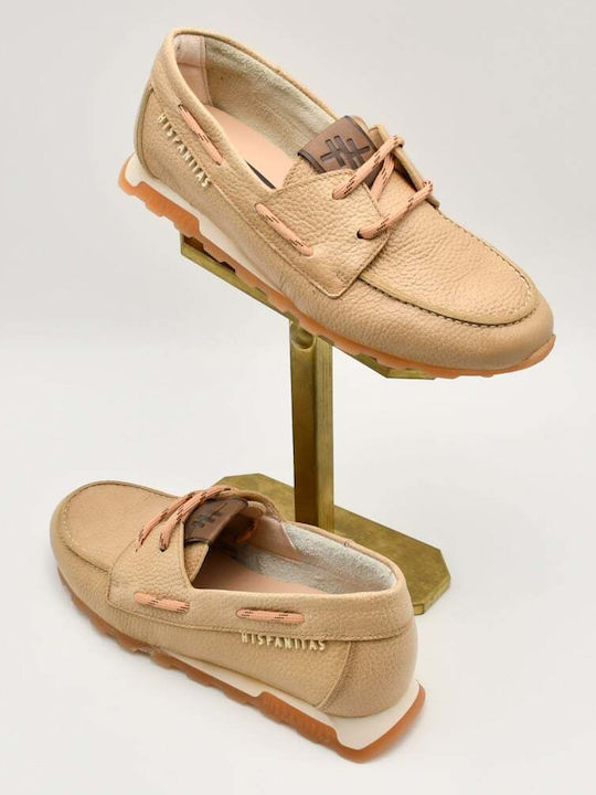 Leather Women's Moccasins in Gold Colour