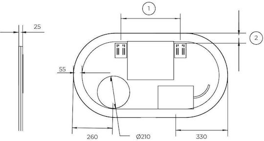 Imex Oval Bathroom Mirror Led from Plastic 100x55cm
