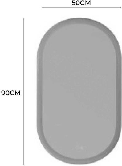 Imex Oval Bathroom Mirror Led Metal 50x90cm Black