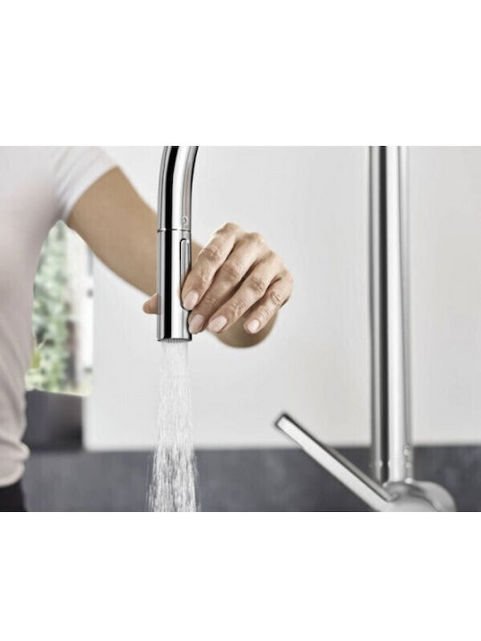 Hansgrohe Μπαταρία Κουζίνας Πάγκου με Ντουζ Ασημί