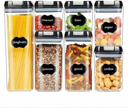 Lebensmittelgläser Set 7 Stück Zucker Getreide Nudeln Kaffee Tee mit Luftdichtem Kunststoffdeckel Transparent 7 Stück