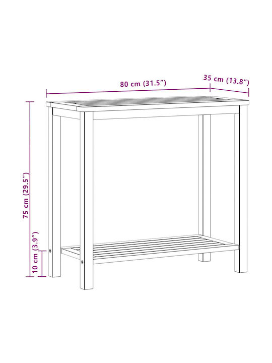 Sitting Room Table for Small Outdoor Spaces Made of Acacia Open Acacia 80x35x75cm