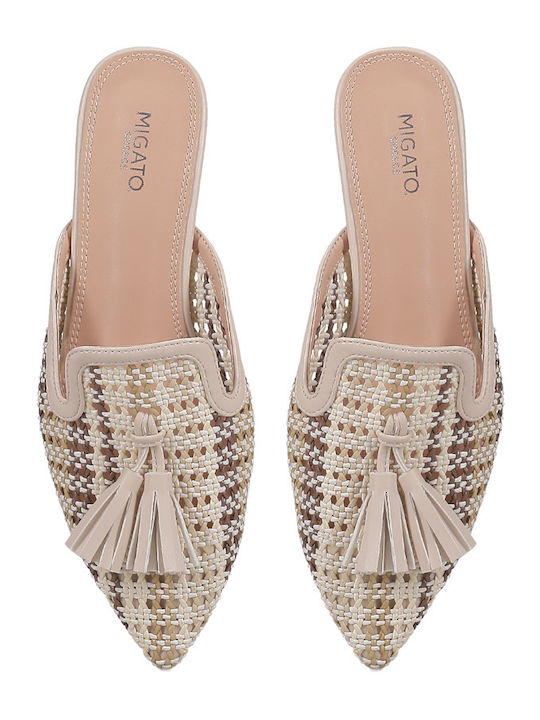 Mules with Heel in Beige Colour