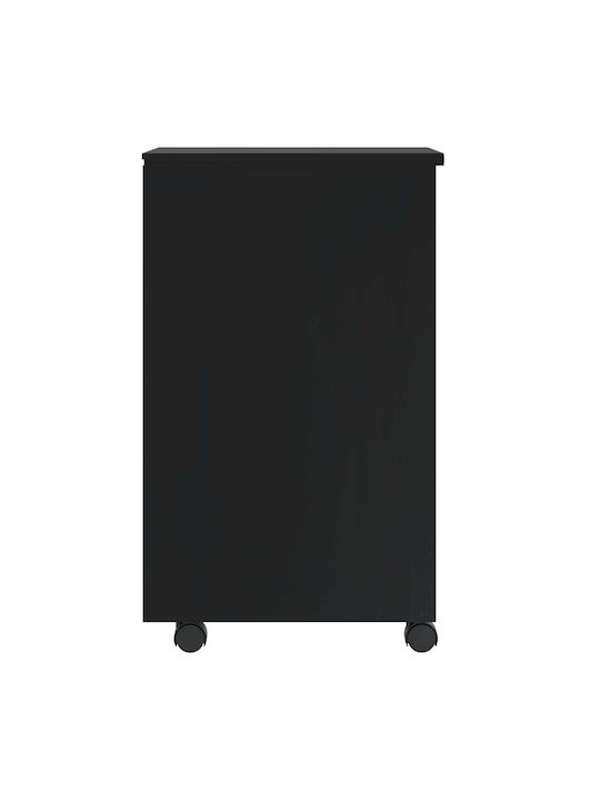 Office Storage Solid Wood Cabinet With Wheels & Drawers Black Velvet-Black Metal L34xW39xH65.5cm