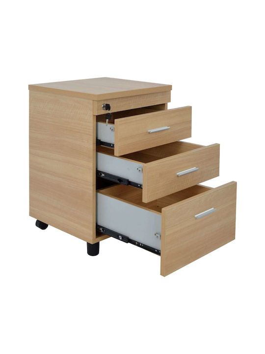 Schublade Büro mit Rollen & Schloss Beech 40x40x55cm