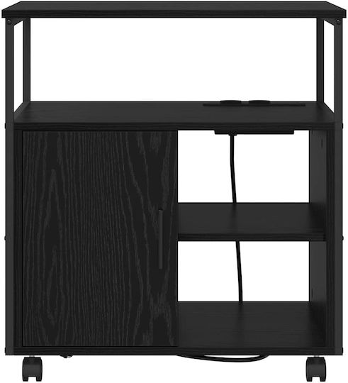 Office Cabinet made of Wood and Metal with Wheels Black Oak 60x46x67cm