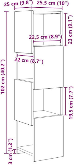 Ντουλάπι Γραφείου Ξύλινο Λευκό 25.5x25x102cm