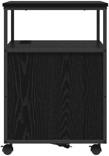 Office Cabinet made of Wood and Metal with Wheels Black Oak 60x46x67cm