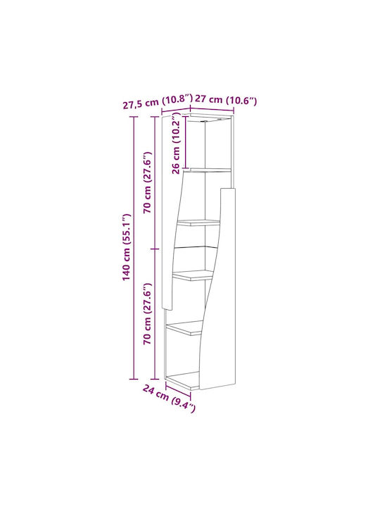 Office Storage Chipboard Cabinet White L27.5xW27xH140cm