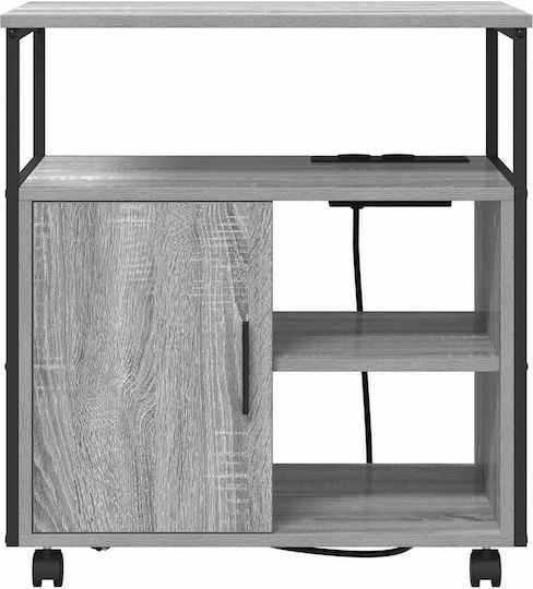 Office Cabinet made of Wood and Metal with Wheels Grey Sonoma 60x46x67cm