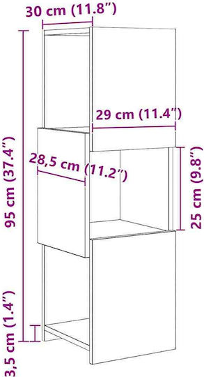 Дървен Бюро Шкаф Бял 30.5x30x95см