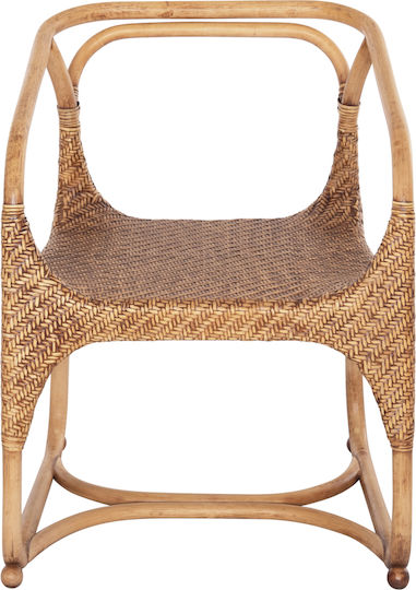 Relik Πολυθρόνα Τραπεζαρίας Ξύλινη Φυσικό Rattan-καρυδί 60x57x79εκ.