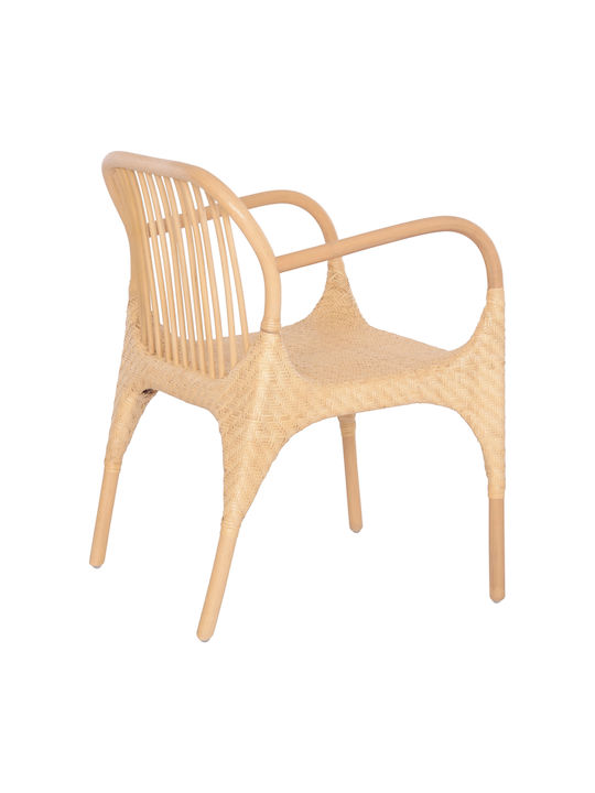 Gibbon Dining Room Wooden Armchair Natural Rattan 62x55x82cm