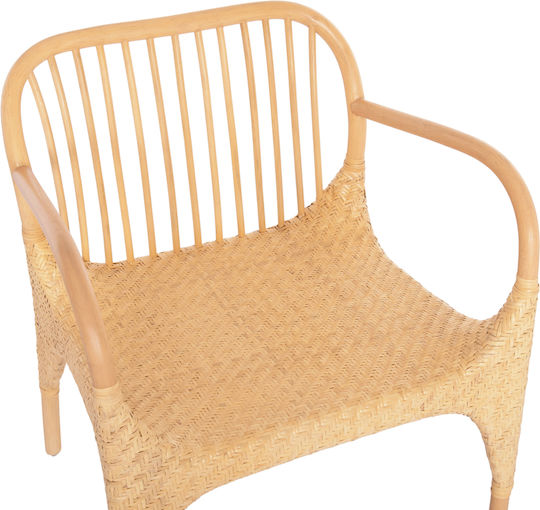 Gibbon Dining Room Wooden Armchair Natural Rattan 62x55x82cm